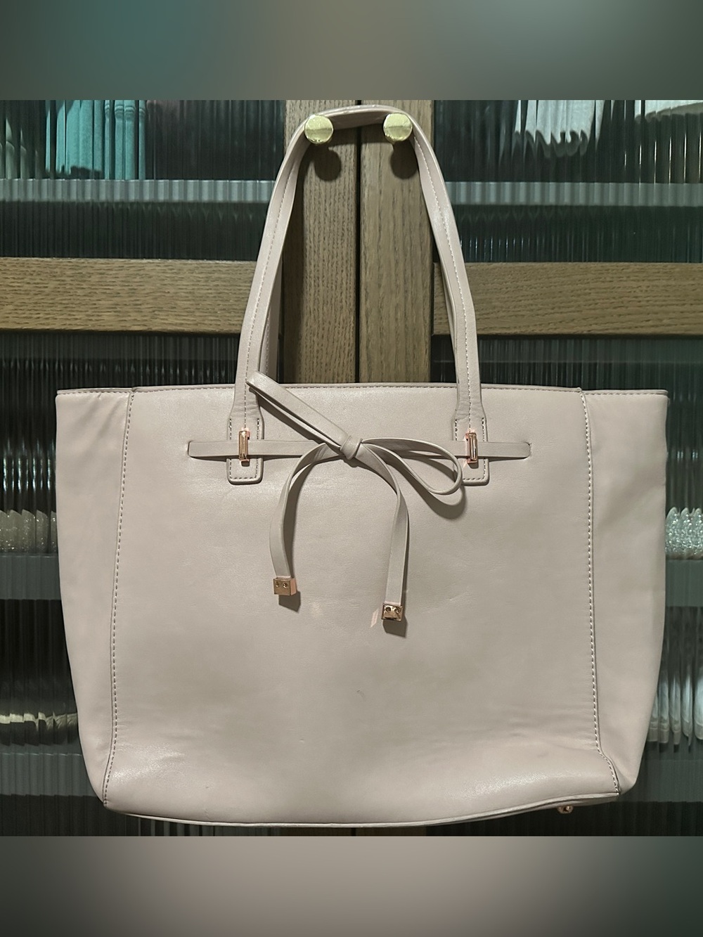 Tote Bag in Blush Pink with Bow Detail